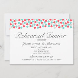 Aqua und Coral Polka Dot Probe Abendessen Einladun Einladung