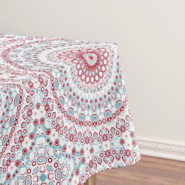 Aqua und Crimson Mandala Pattern Tischdecke (Beispiel)