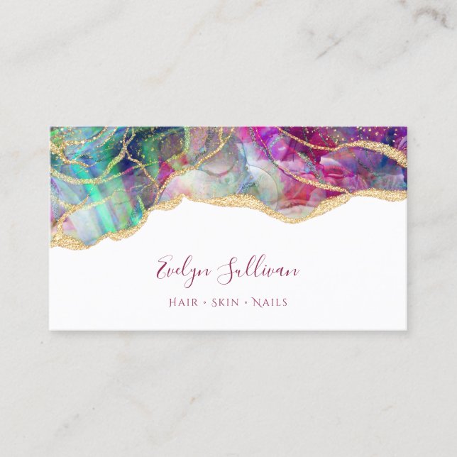 Aqua und Fuchsia Opal Visitenkarte (Vorderseite)