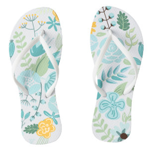 Aqua und Gelbe Flora Flip Flops