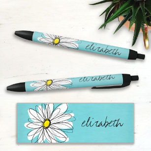 Aqua und gelber weißlicher Daisy benutzerdefiniert Kugelschreiber