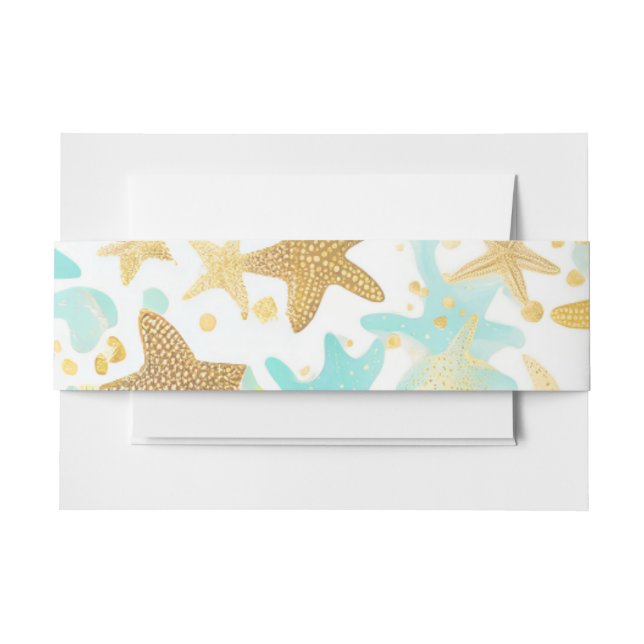 Aqua und Gold Aquarell Einladungsbanderole (Vorderseite Beispiel)