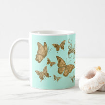 Aqua und Gold Butterfly Tasse