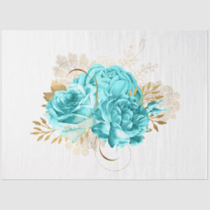 Aqua und Gold Floral Design 20 Seidenpapier