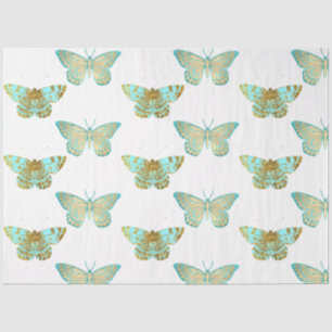 Aqua und Gold Floral Design 2 Seidenpapier