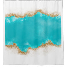 Aqua und Gold Glitzer Bad