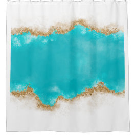 Aqua und Gold Glitzer Bad Duschvorhang