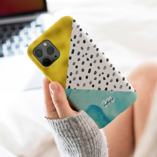 Aqua und Gold Mixed Media Mit Monogramm title_seo2