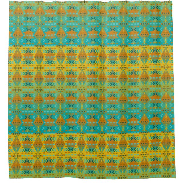 Aqua und Gold Ombre, Südwestduschvorhang Duschvorhang (Vorderseite)