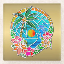 Aqua und Golden Ocean Palm Tree Sommerlandschaft