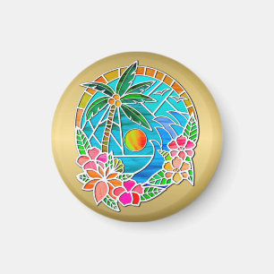Aqua und Golden Ocean Palm Tree Sommerlandschaft Magnet