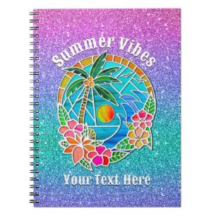 Aqua und Golden Ocean Palm Tree Sommerlandschaft Notizblock