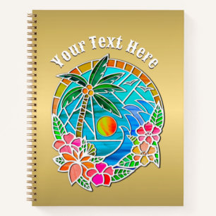 Aqua und Golden Ocean Palm Tree Sommerlandschaft Notizbuch