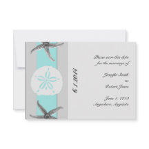 Aqua und Grauband Starfish Save the Date