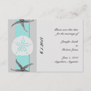 Aqua und Grauband Starfish Save the Date Einladung