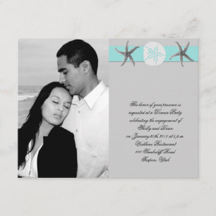 Aqua und Gray Band Starfish Hochzeit Verlobung Einladung