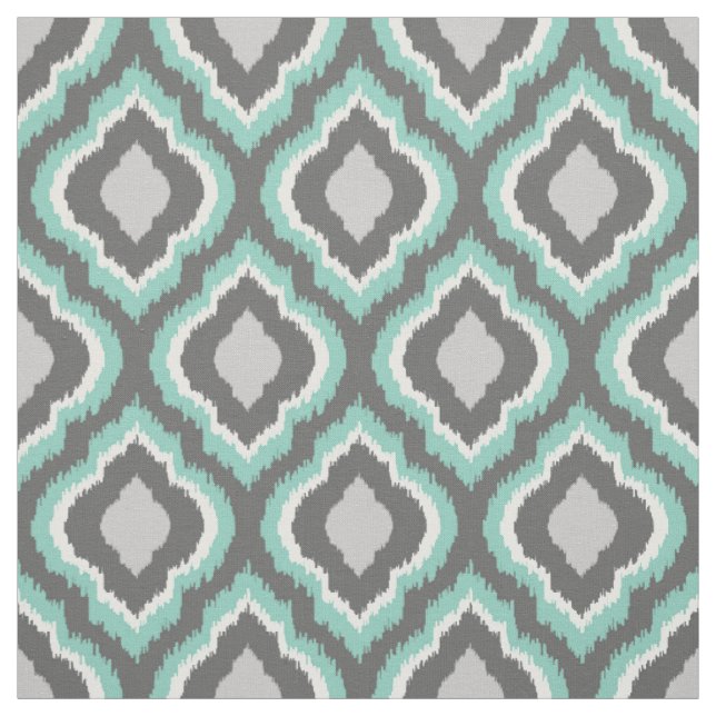 Aqua und Gray Ikat marokkanisch Stoff (Muster)