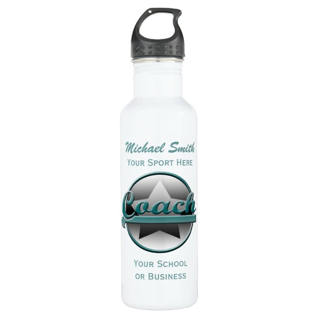 Aqua und Gray Star Coach Liberty Flasche Edelstahlflasche (Vorderseite)