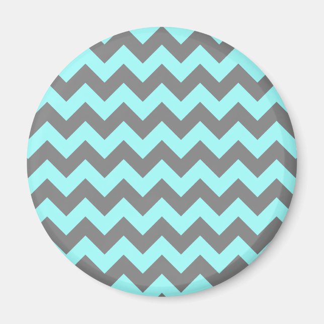 Aqua und Gray Zigzag Magnet (Vorne)