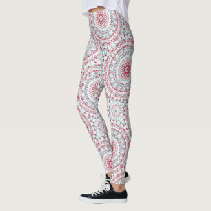 Aqua- und Krimson-Mandala-Muster Leggings