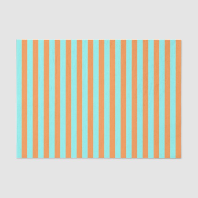 Aqua und Light Orange Streifen Seidenpapier (Vorderseite)