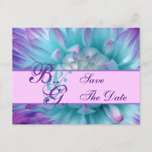 Aqua und Lila Blume Petals Save the Date Ankündigungspostkarte