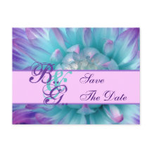 Aqua und Lila Blume Petals Save the Date