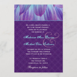 Aqua und Lila Dahlia Blume Wedding S721 Einladung