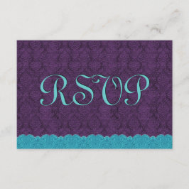 Aqua und Lila Damask Lace UAWG Wedding Response RSVP Karte