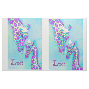Aqua und lila Giraffensteppdeckenspitze Stoff