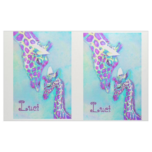 Aqua und lila Giraffensteppdeckenspitze Stoff (Yard (91,4 cm))