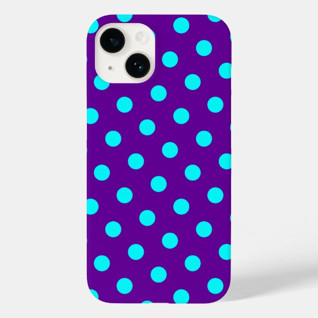 Aqua und Lila Polka Dots Case-Mate iPhone Hülle (Rückseite)