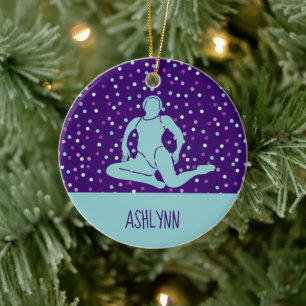 Aqua und Lila Synchronschwimmen Personalisiert Keramik Ornament
