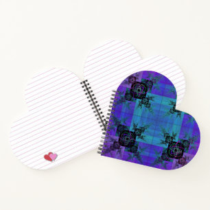Aqua und Lilac Fraktal Joy Heart Spiral Notebook Notizbuch