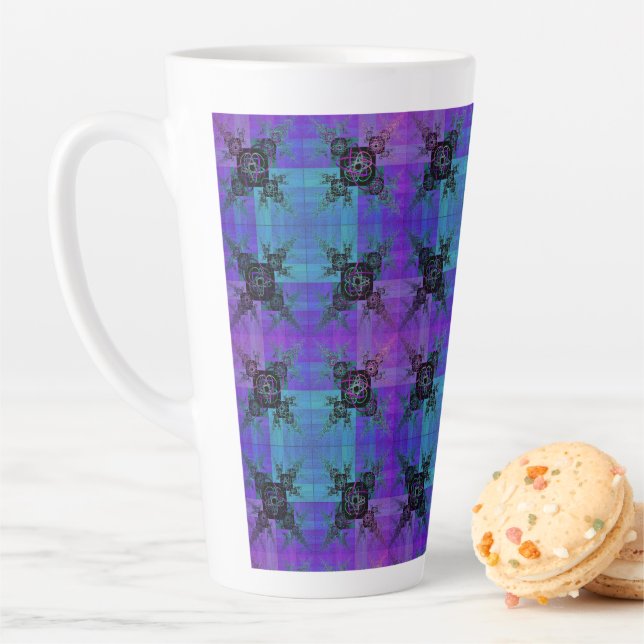 Aqua und Lilac Fraktal Joy Latte Tasse (Beispiel)