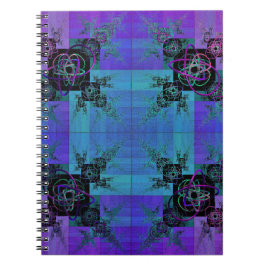 Aqua und Lilac Fraktal Joy Spiral Notebook Notizblock