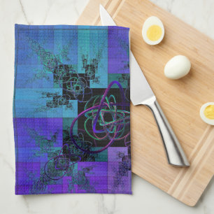 Aqua und Lilac Fraktal Joy Teetuch Geschirrtuch