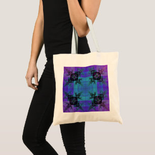 Aqua und Lilac Fraktal Joy Tote Bag Tragetasche