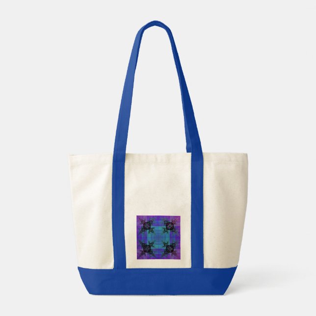 Aqua und Lilac Fraktal Joy Tote Bag Tragetasche (Rückseite)