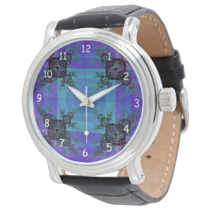 Aqua und Lilac Fraktal Joy Watch Armbanduhr