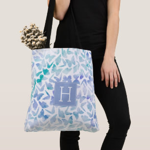 Aqua und Lilac Wasserfarbenschmetterlinge Tasche