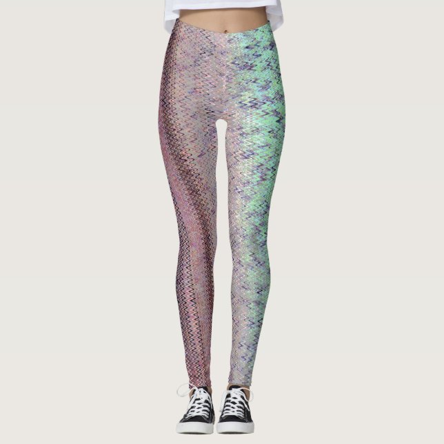 Aqua und Plum Ebroidery Gemusterte Leggings (Vorderseite)
