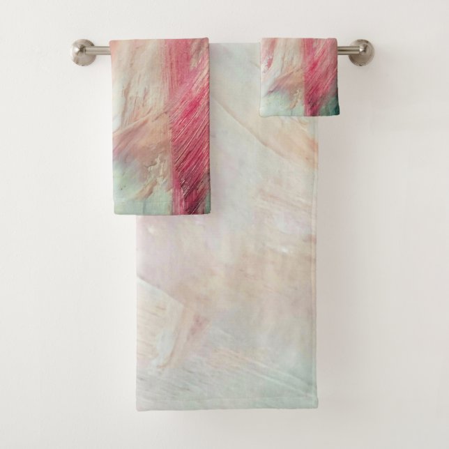 Aqua und Rosa Pinselstriche Schlaganfall Abstrakte Badhandtuch Set (Insitu)