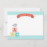 Aqua- und rote ABC-Blöcke Baby Shower-Vogel