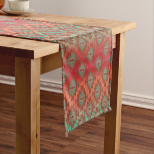 Aqua und Rust Ombre Southwestern Style Großer Tischläufer