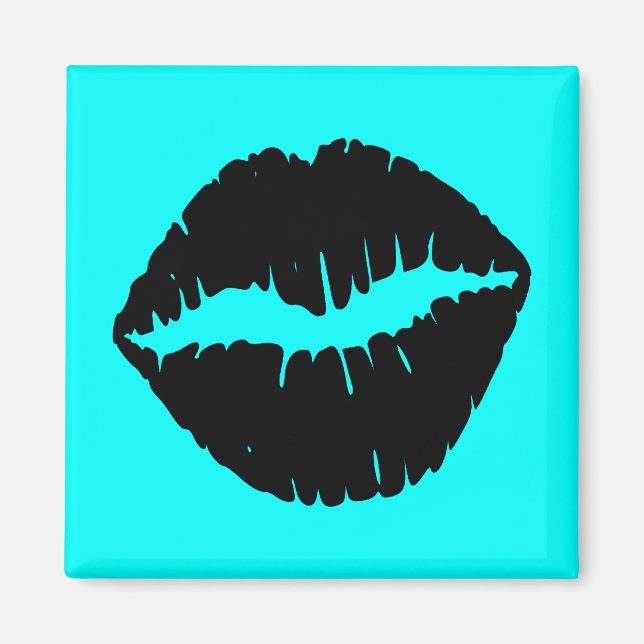Aqua und Schwarze Lippen Magnet (Vorne)