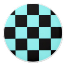 Aqua- und schwarze Schachbrett-Keramik-Griffe