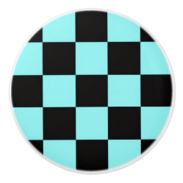 Aqua- und schwarze Schachbrett-Keramik-Griffe Keramikknauf