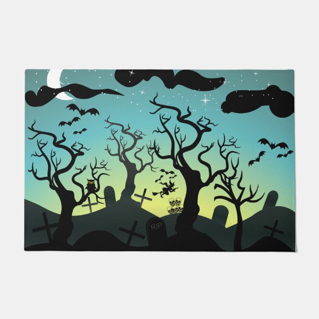 Aqua und Spuk Friedhof Halloween Fußmatte (Vorderseite)