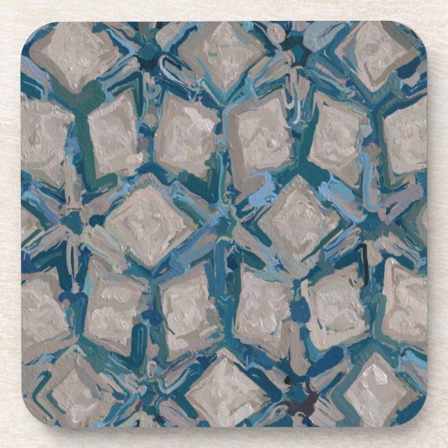 Aqua und Taupe Glaze #8295 Getränkeuntersetzer (Vorderseite)